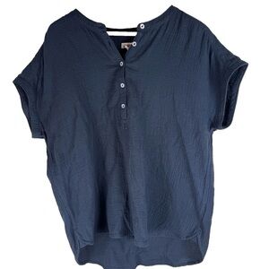 NWT Faherty Dream Organic Cotton Desmond Gauze Blue Top Women's Size M NEW